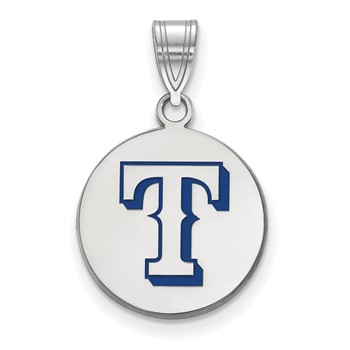 SS/Rh-p Major League Baseball LogoArt Texas Rangers Enamel Disc Pendant