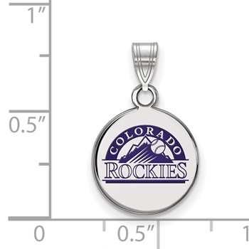 Sterling Silver Rhodium Plated Major League Baseball LogoArt Colorado Rockies Enamel Pendant — alternate view