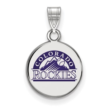 Sterling Silver Rhodium Plated Major League Baseball LogoArt Colorado Rockies Enamel Pendant