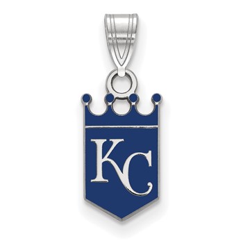 Sterling Silver Rhodium Plated Major League Baseball LogoArt Kansas City Royals Enamel Pendant