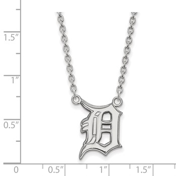 10k White Gold Major League Baseball LogoArt Detroit Tigers Letter D Large Pendant Necklace — alternate view