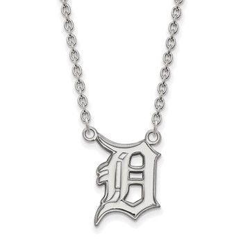 10k White Gold Major League Baseball LogoArt Detroit Tigers Letter D Large Pendant Necklace