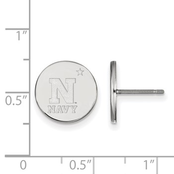Sterling Silver Rhodium-plated LogoArt US Naval Academy Small Disc Post Earrings — alternate view