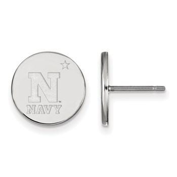 Sterling Silver Rhodium-plated LogoArt US Naval Academy Small Disc Post Earrings