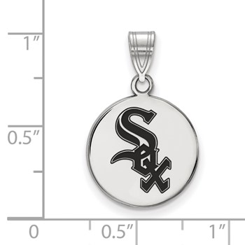 Sterling Silver Rhodium Plated Major League Baseball LogoArt Chicago White Sox Enamel Pendant — alternate view