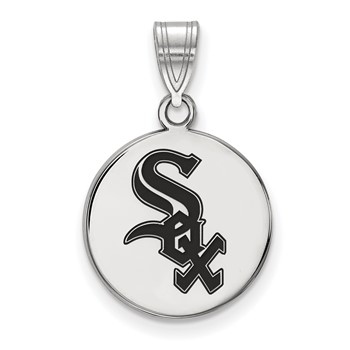 Sterling Silver Rhodium Plated Major League Baseball LogoArt Chicago White Sox Enamel Pendant