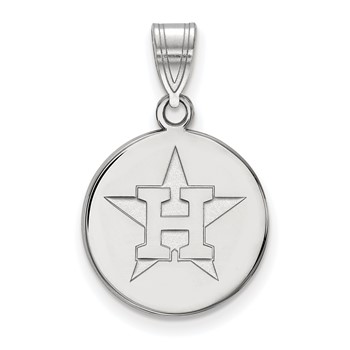 Sterling Silver Rhodium Plated Major League Baseball LogoArt Houston Astros H Disc Pendant
