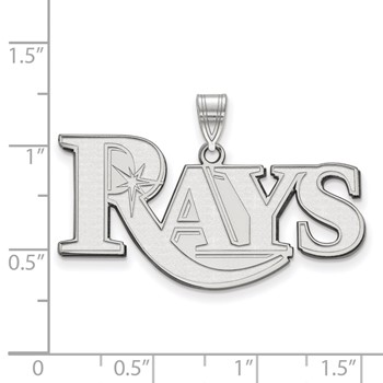 10k White Gold Major League Baseball LogoArt Tampa Bay Rays Team Script Large Pendant — alternate view
