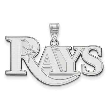 10k White Gold Major League Baseball LogoArt Tampa Bay Rays Team Script Large Pendant