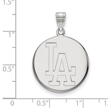 10k White Gold Major League Baseball LogoArt Los Angeles Dodgers Large Disc Pendant — alternate view
