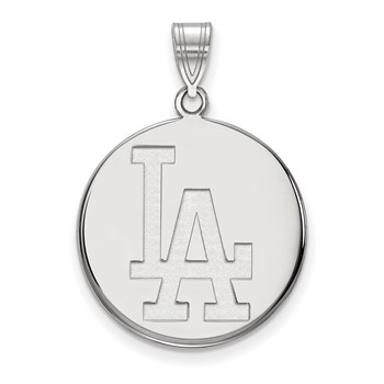 10k White Gold Major League Baseball LogoArt Los Angeles Dodgers Large Disc Pendant