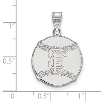 Sterling Silver Rhodium Plated Major League Baseball LogoArt San Francisco Giants Baseball Pendant — alternate view