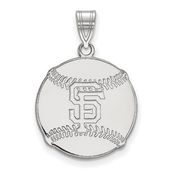 Sterling Silver Rhodium Plated Major League Baseball LogoArt San Francisco Giants Baseball Pendant