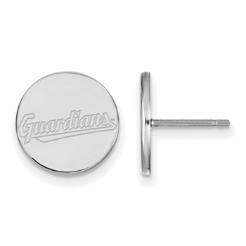 Sterling Silver Rhodium Plated Major League Baseball LogoArt Cleveland Guardians Small Disc Earrings