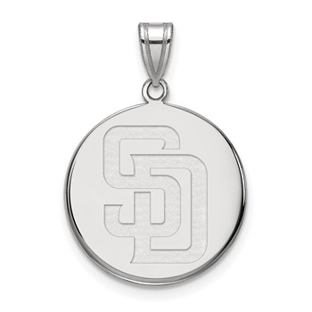 10k White Gold Major League Baseball LogoArt San Diego Padres S-D Large Disc Pendant