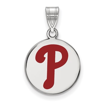 Sterling Silver Rhodium Plated Major League Baseball LogoArt Philadelphia Phillies Enamel Pendant
