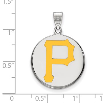 Sterling Silver Rhodium Plated Major League Baseball LogoArt Pittsburgh Pirates P Enamel Pendant — alternate view