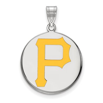 Sterling Silver Rhodium Plated Major League Baseball LogoArt Pittsburgh Pirates P Enamel Pendant
