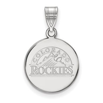 10k White Gold Major League Baseball LogoArt Colorado Rockies Medium Disc Pendant