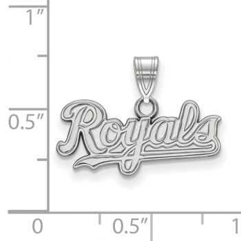14k White Gold Major League Baseball LogoArt Kansas City Royals Script Small Pendant — alternate view