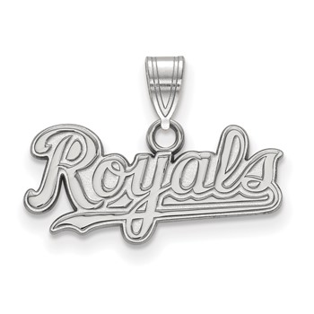 14k White Gold Major League Baseball LogoArt Kansas City Royals Script Small Pendant