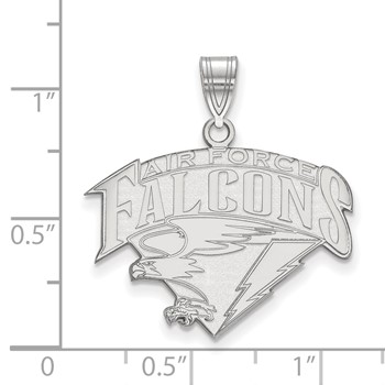 Sterling Silver Rhodium-plated LogoArt United States Air Force Academy Falcons Large Pendant — alternate view