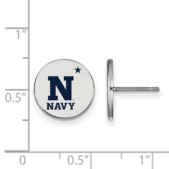 Sterling Silver Rhodium-plated LogoArt US Naval Academy Small Enameled Disc Post Earrings — alternate view
