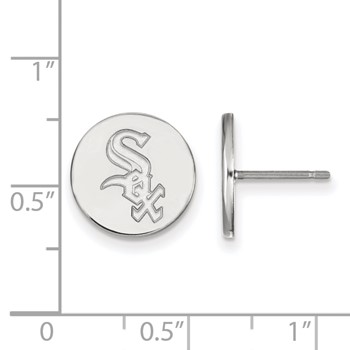 Sterling Silver Rhodium Plated Major League Baseball LogoArt Chicago White Sox Disc Earrings — alternate view