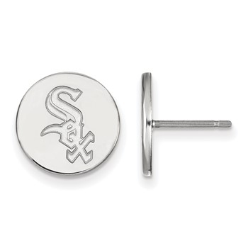 Sterling Silver Rhodium Plated Major League Baseball LogoArt Chicago White Sox Disc Earrings