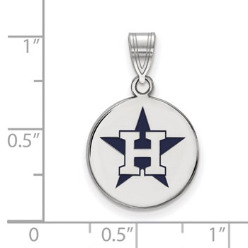 Sterling Silver Rhodium Plated Major League Baseball LogoArt Houston Astros Enamel Pendant — alternate view
