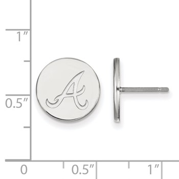 Sterling Silver Rhodium Plated Major League Baseball LogoArt Atlanta Braves Earrings — alternate view