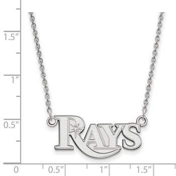 SS/Rh-p Major League Baseball LogoArt Tampa Bay Rays Pendant Necklace — alternate view
