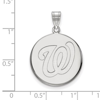 10k White Gold Major League Baseball LogoArt Washington Nationals W Large Disc Pendant — alternate view