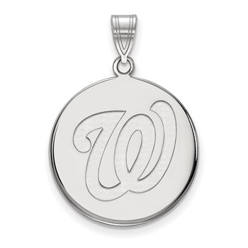 10k White Gold Major League Baseball LogoArt Washington Nationals W Large Disc Pendant