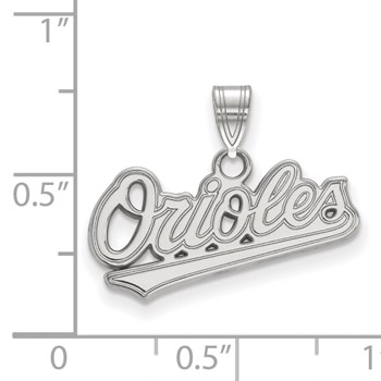 10k White Gold Major League Baseball LogoArt Baltimore Orioles Script Small Pendant — alternate view