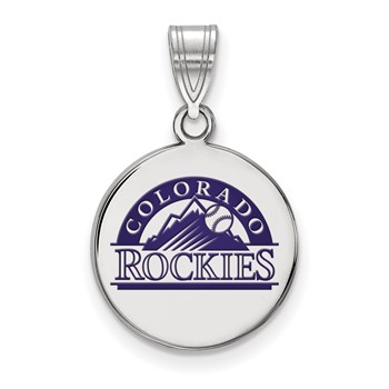 Sterling Silver Rhodium Plated Major League Baseball LogoArt Colorado Rockies Enamel Pendant