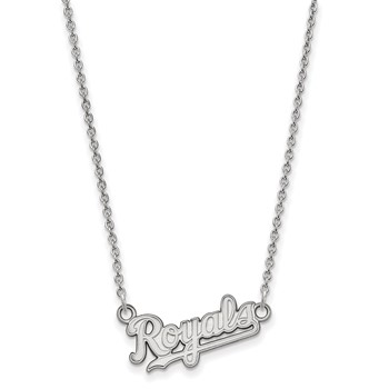 14k White Gold Major League Baseball LogoArt Kansas City Royals Script Pendant Necklace — alternate view