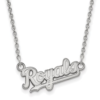 14k White Gold Major League Baseball LogoArt Kansas City Royals Script Pendant Necklace