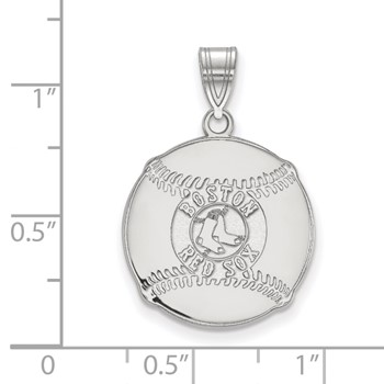 Sterling Silver Rhodium Plated Major League Baseball LogoArt Boston Red Sox in Baseball Pendant — alternate view