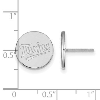 Sterling Silver Rhodium Plated Major League Baseball LogoArt Minnesota Twins Disc Post Earrings — alternate view