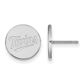 Sterling Silver Rhodium Plated Major League Baseball LogoArt Minnesota Twins Disc Post Earrings