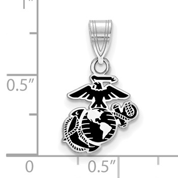 Sterling Silver Rh-Plat Small U.S. Marine Corps Epoxied Pendant — alternate view