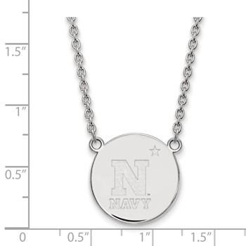 Sterling Silver Rhodium-plated LogoArt US Naval Academy Large Disc Pendant 18 inch Necklace — alternate view
