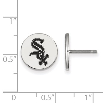 Sterling Silver Rhodium Plated Major League Baseball LogoArt Chicago White Sox Enamel Earrings — alternate view