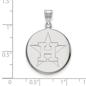 14k White Gold Major League Baseball LogoArt Houston Astros Letter H Disc Pendant — alternate view
