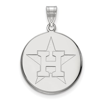 14k White Gold Major League Baseball LogoArt Houston Astros Letter H Disc Pendant