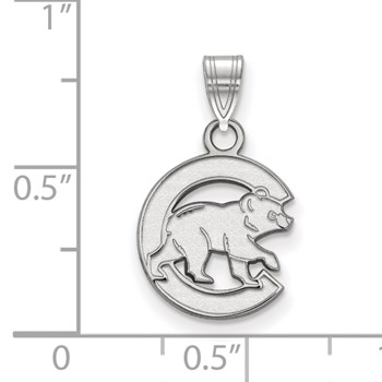 14k White Gold Major League Baseball LogoArt Chicago Cubs Letter C Bear Small Pendant — alternate view