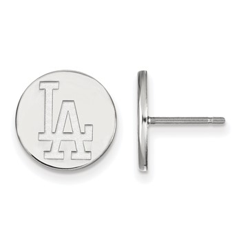 Sterling Silver Rhodium Plated Major League Baseball LogoArt Los Angeles Dodgers Post Earrings