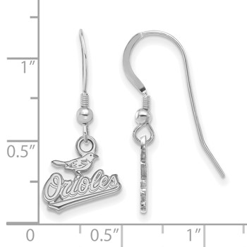 Sterling Silver Rhodium Plated Major League Baseball LogoArt Baltimore Orioles Dangle Earrings — alternate view