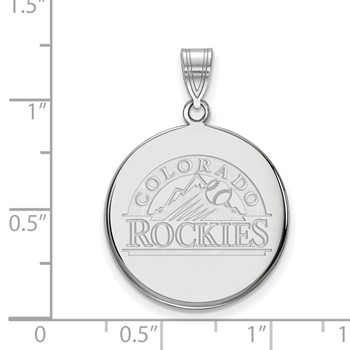 Sterling Silver Rhodium Plated Major League Baseball LogoArt Colorado Rockies Large Disc Pendant — alternate view
